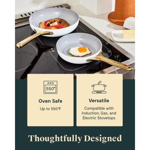 Figmint Nonstick Ceramic Frying Pan (2.7 qt, 10.5) - Non Toxic, PTFE & PFOA Free - Oven Safe & Compatible with All Stovetops (Gas, Electric & Induction) - Cream
