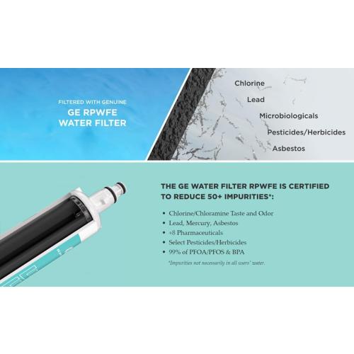 GE RPWFE Refrigerator Water Filter, Genuine Replacement Filter, Certified to Reduce Lead, Sulfur, and 50  Other Impurities, Replace Every 6 Months for Best Results, Pack of 1