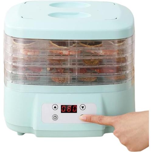 Blue Stainless Steel Food Dehydrator Machine | 360 Airflow, 6 Trays, Digital Timer & Temperature Control - Electric Food Preserver for Fruits, Veggies, Meats & Dog Treats