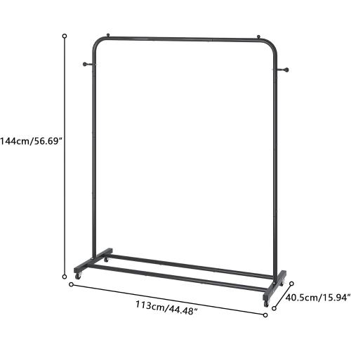 Garment Rack, Freestanding Simple Single Pole Clothes Rack With Wheels, Coat Rack, Multi-functional Rolling Clothing Storage With 2 Hooks for Bedroom, Living-room, Black