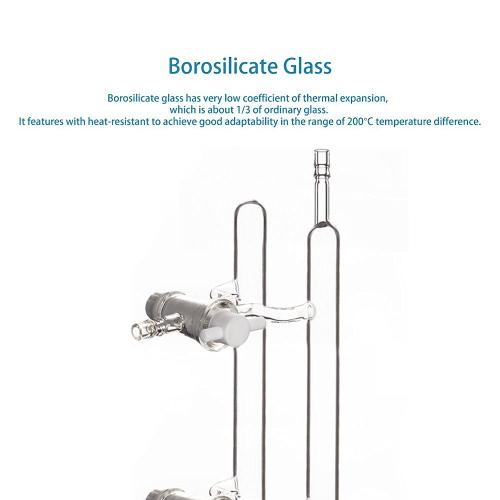 stonylab Glass Double Vacuum Manifold, Borosilicate Glass 4 Ports Vacuum Gas Dual Bank Manifold with Glass Stopcocks for Laboratory Schlenk Line