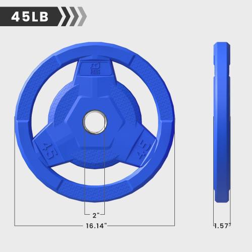 Color Coded 2-Inch Rubber Coated Olympic Grip Plate for Barbell,Solid Cast Iron Weight Plates for Strength Training,Weightlifting,Crossfit, Home Gym, 2.5/5/10/15/25/35/45 LB, Single and Pair