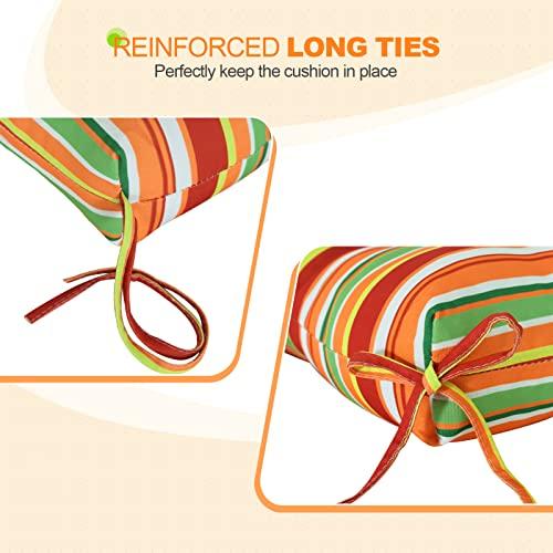 EAGLE PEAK Tufted Outdoor/Indoor Seat/Back Chair Cushions, Set of 2, 42'' x 21'', Rainbow