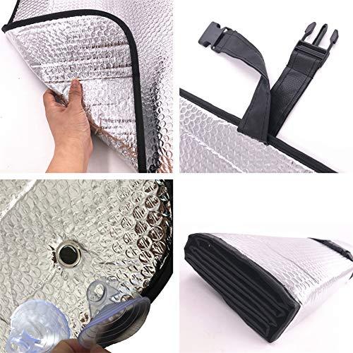 GWUSKDT Car Windshield Sunshade-Thicken 5-Layer Bubble Block Heat and Sun UV Rays,Front Windshield Sun Shade- Keeps Your Vehicle Cool - 58 x 27.5 Inch (Sliver)