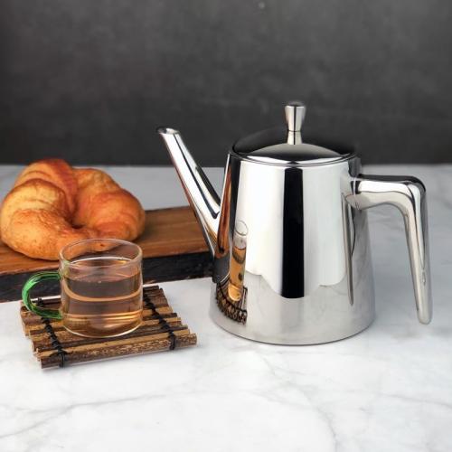 304 Stainless Steel Teapot Long Strain Large Capacity Teapot with Infuser and Removable Filter for Home Restaurant Office Dinnerware Accessories Drinkware Item (750ml)