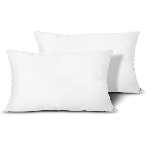 EDOW Throw Pillow Inserts, Set of 2 Lightweight Down Alternative Polyester Pillow, Couch Cushion, Sham Stuffer, Machine Washable. (White, 12x20)