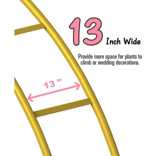 Queension Metal Arch Backdrop Stand 8Ft Wide 7Ft High, Wedding Arch Frame for Wedding Decorations, Balloon Arch Stand with Base for Ceremony, Outdoor Garden Arch Trellis for Climbing Plants, Gold