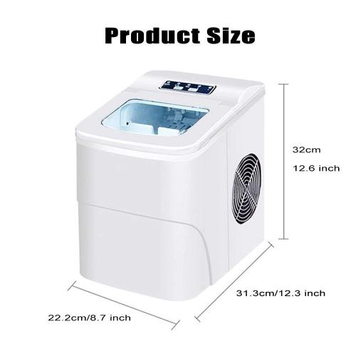 Portable Machine for Countertop - Makes 33 Lbs(15KG) of Ice Per 24 s - Ice Cubes Ready in 8 Minutes - Electric Ice Making Machine with Ice Scoop