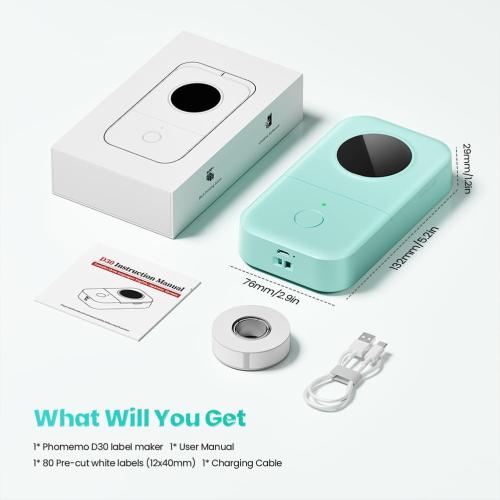 Phomemo Label Maker, D30 Bluetooth Mini Label Maker Machine with Tape, Small Label Makers, Multiple Templates Fonts Icon Portable Label Printer for Kids School Classroom Teacher Supplies, Home Office