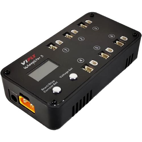 VIFLY WhoopStor V3 6 Ports 1S LiPo Battery Storage Charger and Discharger with LCD Display Tiny Whoop Charger with PH2.0 and BT2.0 Connectors