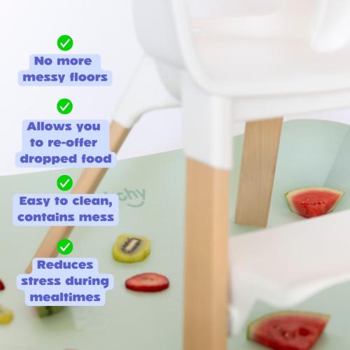 CATCHY -Food Catcher-Compatible with Stokke Clikk High Chair  11 Other High Chairs-Highchair Sold Separately-Baby & Toddler Food & Mess Catcher-Premium Linen Inspired -Under High Chair Accessory