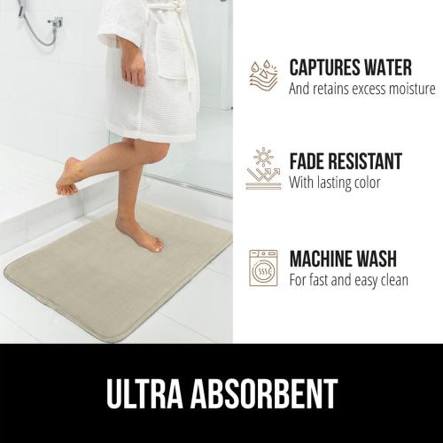 GORILLA GRIP Memory Foam Bath Rugs, Soft Absorbent Velvet Bathroom Mats, Durable Dots on Underside, Machine Washable Bathmat, Carpet Rug Room Decor for Shower Floor,  Mat, Champagne
