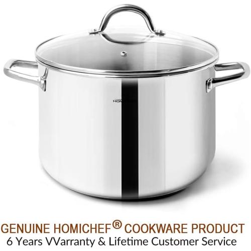 HOMICHEF Small Stock Pot 4 Quart Nickel Free Stainless Steel - Small 4Qt Stockpot With Glass Lid - Soup Pot Cooking Pot 4 Quart