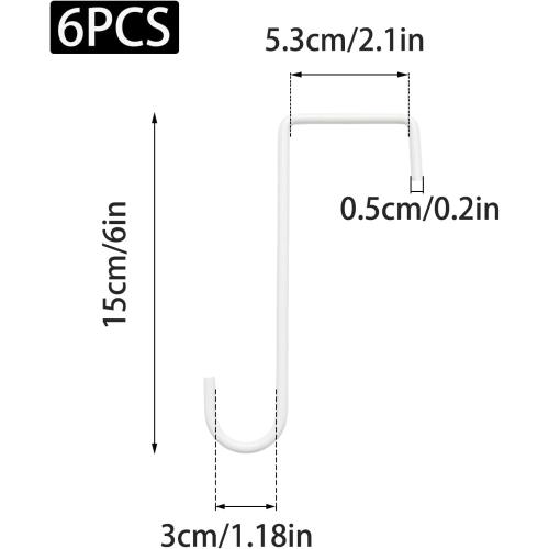6 Pack Vinyl Fence Hooks Patio Hook, Steel Hangers 2 x 6 inch, White Fence Hooks for Hanging Lights, Planters, Bird Feeders