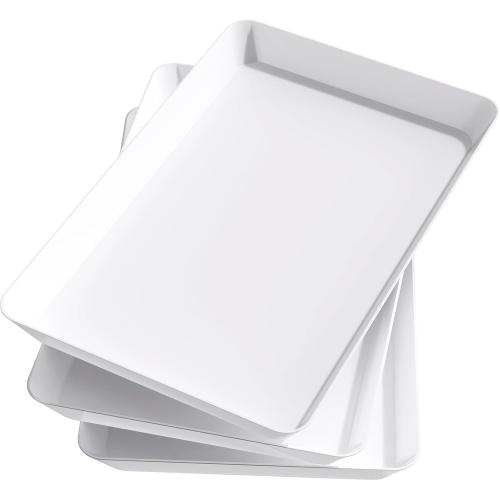 4Pack......Lifewit Reusable Plastic Serving Tray, 15 x 10 White Platters for Party, Large Tray Dishes for Serving Food, Buffet, Snacks, Fruit, Rectangle, Thanksgiving Christmas Essentials, 3 Sets, BPA Free