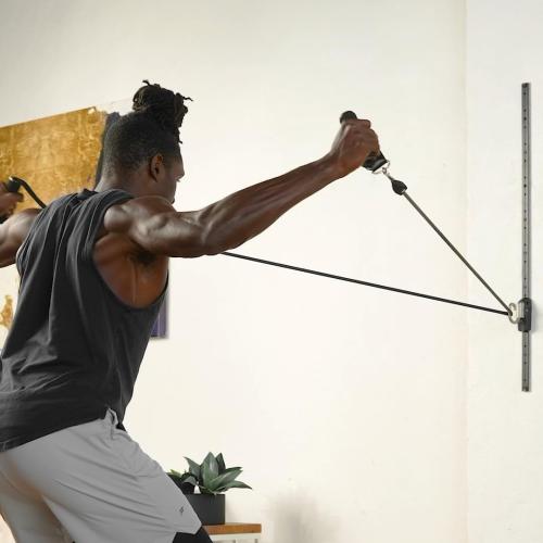 Space Saver Gym Resistance Bands Exercise Equipment for at Home Fitness Workout | Resistance Band Wall Anchor for Kinetic Bands with 1 Rail, 1 Rail Car