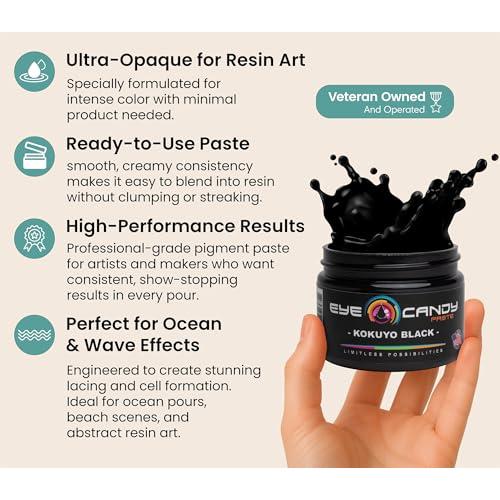Eye Candy Black Resin Pigment Paste Kokuyo Black (2 oz Paste) | Highly Pigmented, Ultra-Fine, Versatile for Multiple Epoxy Resin Applications, and Customizable Colors