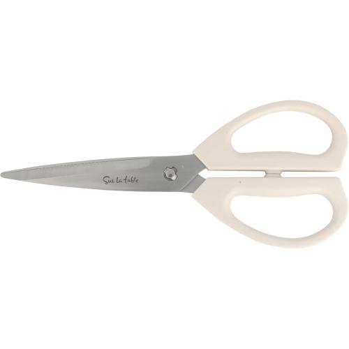 Sur La Table Kitchen Essentials Tasting Kitchen High-Carbon German Steel 8 Piece Full Tang Forged Cutlery Knife Block Set - Eggshell White W/Ashwood Block