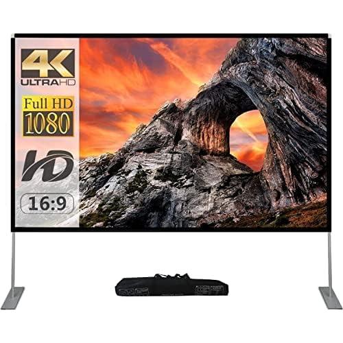 Outdoor Projector Screen with Stand 100 Inch: Portable Projection Screen for Outside Theater Home Backyard Movies