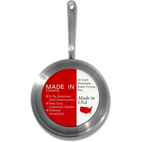 Made In Cookware | 10-Inch Stainless Steel Frying Pan | 5 Ply Stainless Clad | Professional Cookware | Crafted in USA | Induction Compatible