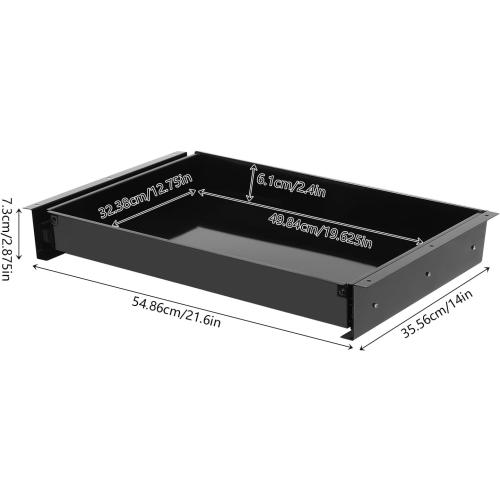 Sliding Pull-out Under Table Drawer for Office Desk, Drawer For Under Desk, Undermount Drawer for Sit Stand Workstation (Black, 22)