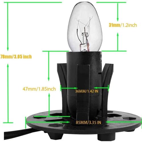 2-Pack Salt Lamp Cord Replacement, 5-Foot Long with Dimmer Switch, E12 Base, 15W LED Warm White Bulbs (6-Pack)