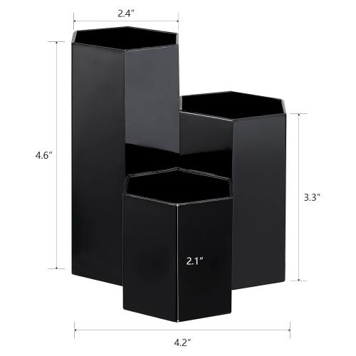 LoveBB Makeup Brush Holder Organizer, 3 Slot Plastic Cosmetics Brushes Pen Storage Solution, Black