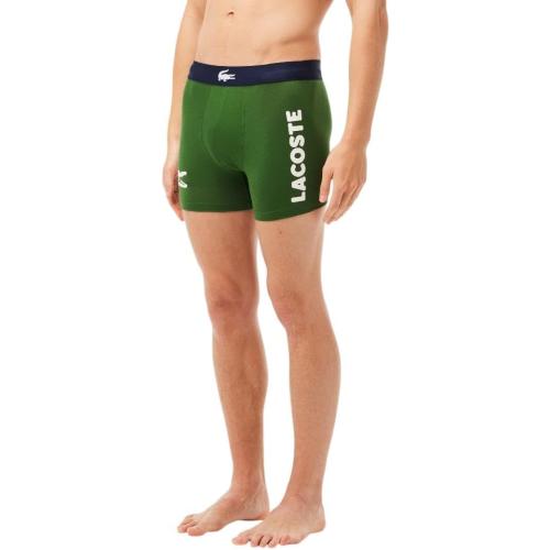 Size Large Lacoste mens Cotton Stretch Big Croc Print Boxer Briefs, 3-pack