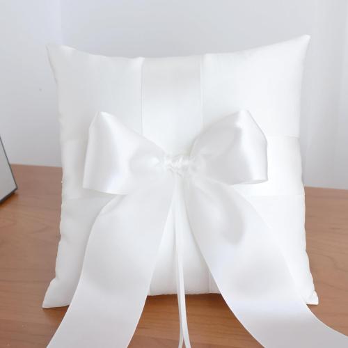 ATAILOVE Wedding Ring Pillow, Ivory Lovely Ring Bearer Pillow Cushion for Wedding Party 7.5'' x 7.5''