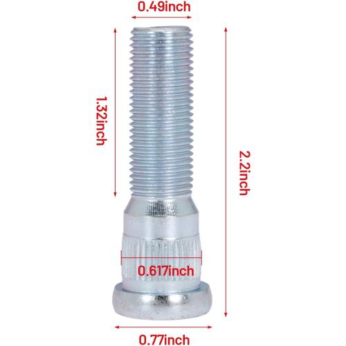 24Pack Wheel Stud for Trailer for Lippert Axles 3500 lb for Dexter 4400 lb with 1/2-20 UNF Thread Size, 0.617 Spline, 0.77 Head, 2.2 Total Length