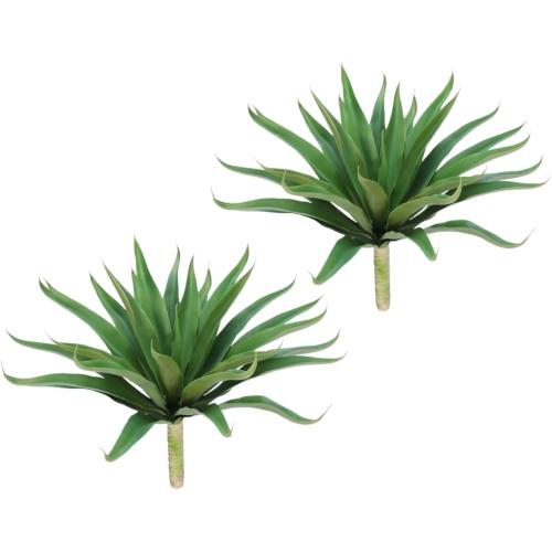 Velener Fake Agave Artificial Plant: Unpotted Fake Plant for Room Decor, UV Resistant Faux Agave Plant for Outdoor/Indoor Decor, 22 inches, 2 Pack