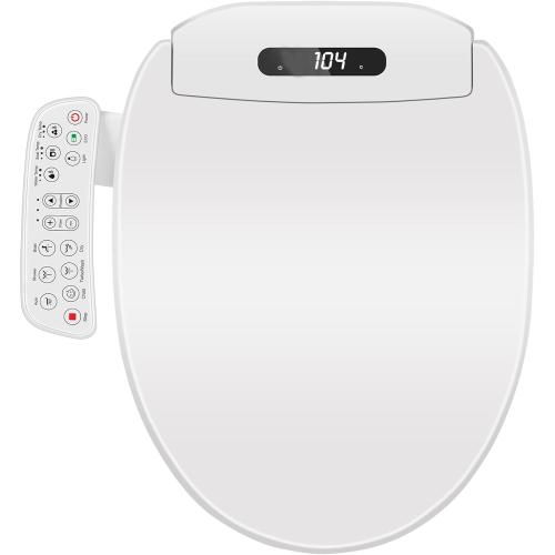 Electric Bidet Toilet Seat Elongated with Heated Seat, Warm Air Dryer, Endless Warm Water, Oscillating and Pulsating Spray Wash, Stainless Steel Self-Clean Nozzle (Single Temperature Display)