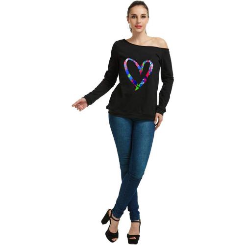 Size XL...MAGICMK Woman’s Sweatershirt Lips Print Causal Blouse Off The Shoulder Long Sleeve Loose Slouchy Pullover Plus Size Tops