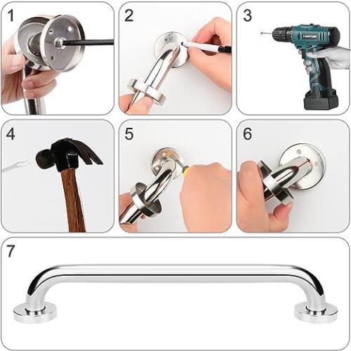 supregear Grab Bars for Bathtubs and Showers, Anti Slip Bathroom Grab Bars for Seniors, 304 Stainless Steel Safety Shower Handle, Toilet Handicap Elderly Assist Bathroom Wall Handle, 28 inch