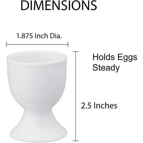 HIC Kitchen Single Egg Cup Set, Fine White Porcelain, Set of 6