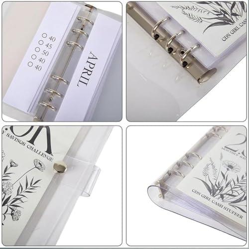 12-Month 200 Envelopes Money Saving Challenge Binder, 10k Dollars Money Saving Challenge Book, Loose Leaf Savings Book Challenge Envelope Savings Book (10K)