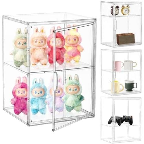 Attelite Acrylic Display Case for Figures 3 Adjustable Layers 4Pack