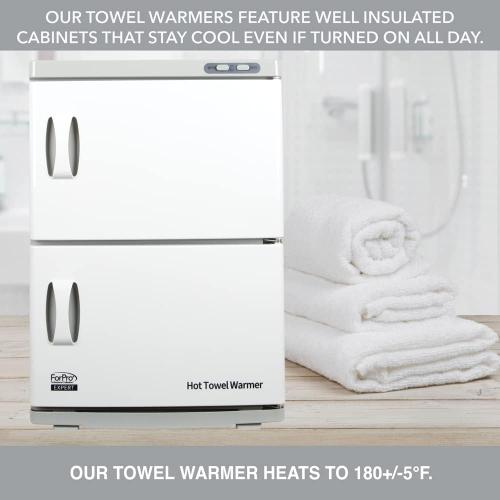 ForPro Professional Collection Expert Double Hot Towel Warmer, 46L Extra Large Capacity, Holds 48 Towels, Rust Resistant Towel Heater with Stainless Steel Racks, 25.5 H x 17.75 W x 11 D, White