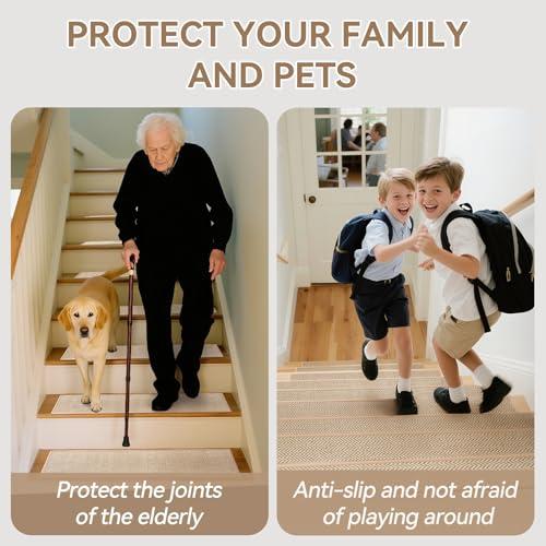 YDKGL Stair Treads for Wooden Steps Non Slip Indoor Beige 8 x 30 15 Pack