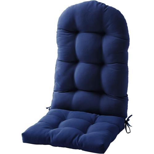 FILUXE Adirondack & Rocking Chair Cushion, High Back Patio Cushions - Waterproof Solid Tufted Pillow, Indoor/Outdoor Pads with Ties, Fade-Resistant & Seasonal All Weather Replacement (Royal Blue, 1)