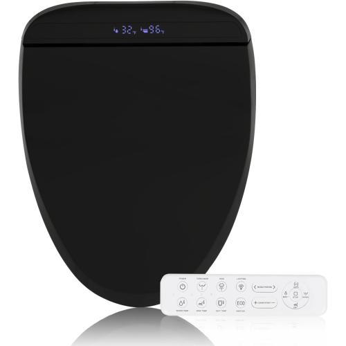 YOURLITE Bidet Toilet Seat, Elongated Toilet Seat Warm Water, Heated Seat Bidet with Remote Control,Self-cleaning Nozzle Temperature Adjustable LED Light, Need Electricity, Black