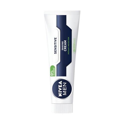NIVEA Men Sensitive Shaving Cream 4-Pack for Men with Sensitive Skin, Alcohol-Free Formula with ChamomilE, Rich Lathering Cream for Comfortable Close Shave and Hydrated Skin, 100 ml Each Tube