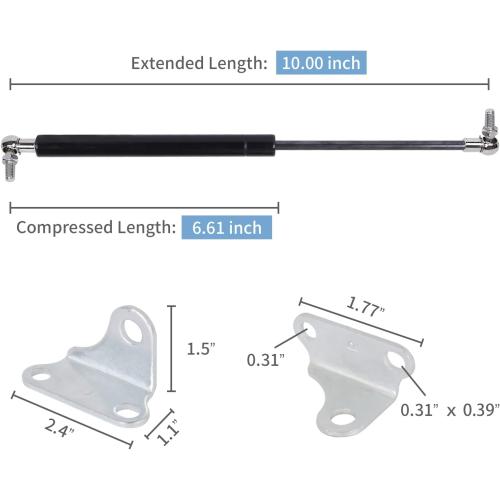 25.4cm 300N Home 10inch 67lb Gas Struts Shocks Gas Shock Lift Supports lid Support Gas Spring Suit for Trap Door Hinges Bed Large Outdoor Box Lid Trap Door A Set of 2 with L Mounts