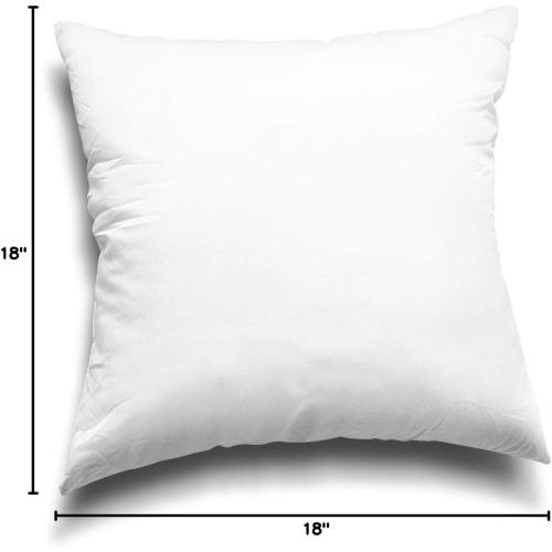 EDOW Throw Pillow Inserts, Set of 2 Lightweight Down Alternative Polyester Pillow, Couch Cushion, Sham Stuffer, Machine Washable. (White, 18x18)