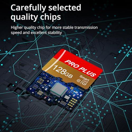 2 Pack TF Card 128GB with Adapter, High Speed Memory Card, UHS-I C10 A1 Memory TF Card for Tablet/Mobile Phone/Camera/Car Audio/Game Console (TF162 Red Gold 128GB)
