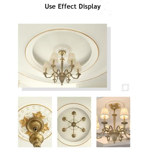 White and Gold B-15.6OD x 4.3ID PU Decorative Ceiling Medallion for Light Fixtures and Ceiling Fans, Molded Plastic, Gold and White Finish, (B-15.6OD x 4.3ID)