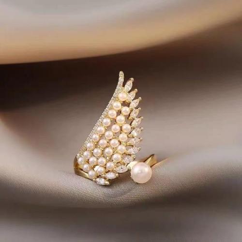 CSIYANJRY99 Vintage Pearl Ring Stacking Promise Pearl Rings Adjustable Open Finger Ring Trendy Personality Statement Jewelry for Women