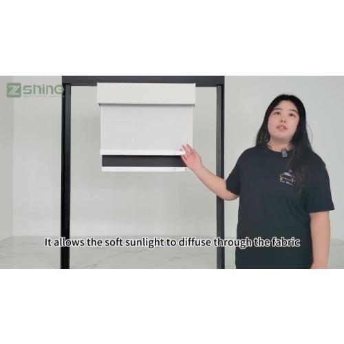 ZSHINE Day and Night Dual Layers Manual Safe Cordless Roller Blinds Shades Cloth Grain and Jacquard Series Suitable for Home, Office, Hotel, Club, Restaurant, Cinema Windows(Jacquard White)