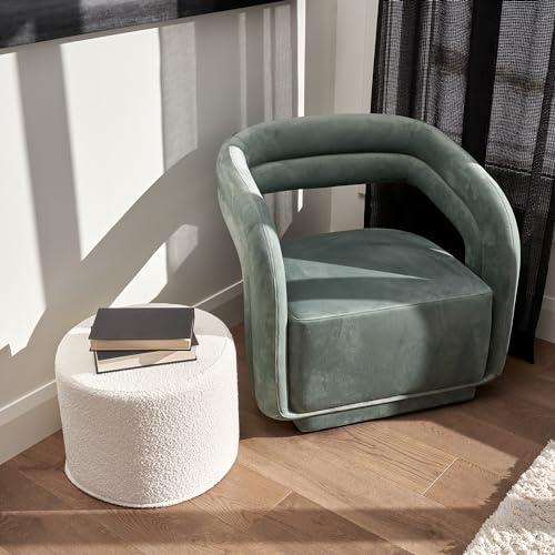 ZICOTO Beautiful Boucle Pouf Ottoman and Foot Rest - Elevate Your Living Room Decor with Lightweight Comfort and Charm - A Round Modern Foam Filled Foot Stool Perfect to Rest Your Feet