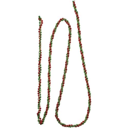 9-Foot Red, Green and Gold Bead Twisted Garland